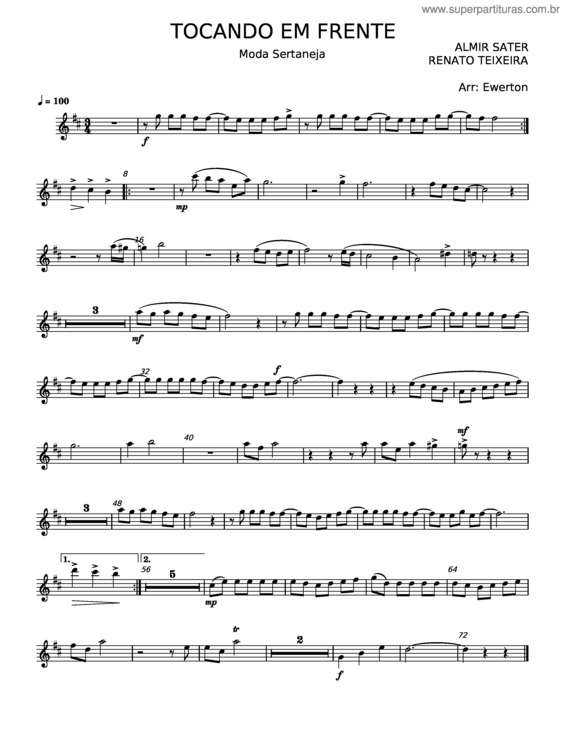 Partitura da música Tocando Em Frente – Almir Sater v.4
