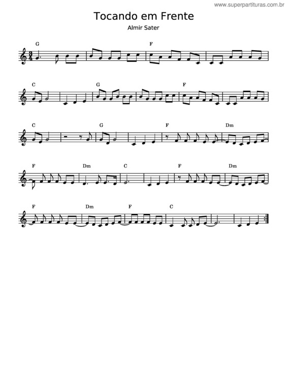 Partitura da música Tocando Em Frente – Almir Sater v.6