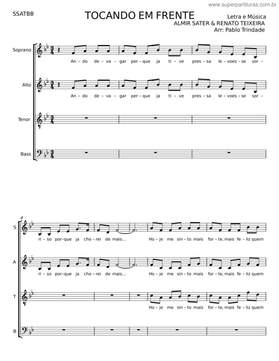 Partitura da música Tocando Em Frente – Almir Sater v.7