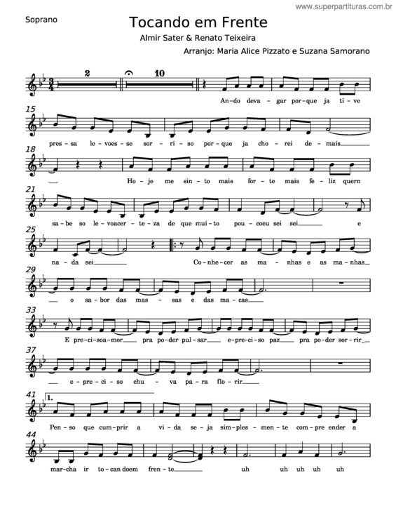 Partitura da música Tocando Em Frente – Almir Sater v.8