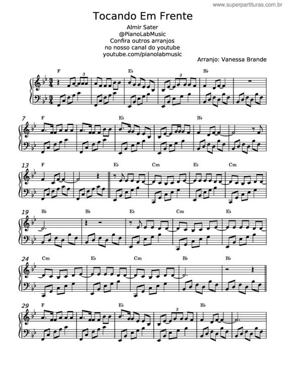 Partitura da música Tocando Em Frente – Almir Sater
