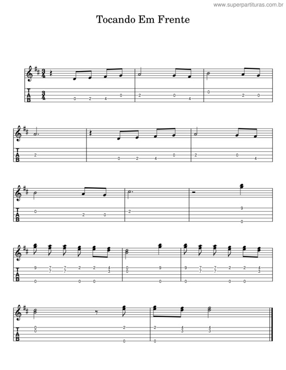 Partitura da música Tocando Em Frente v.3
