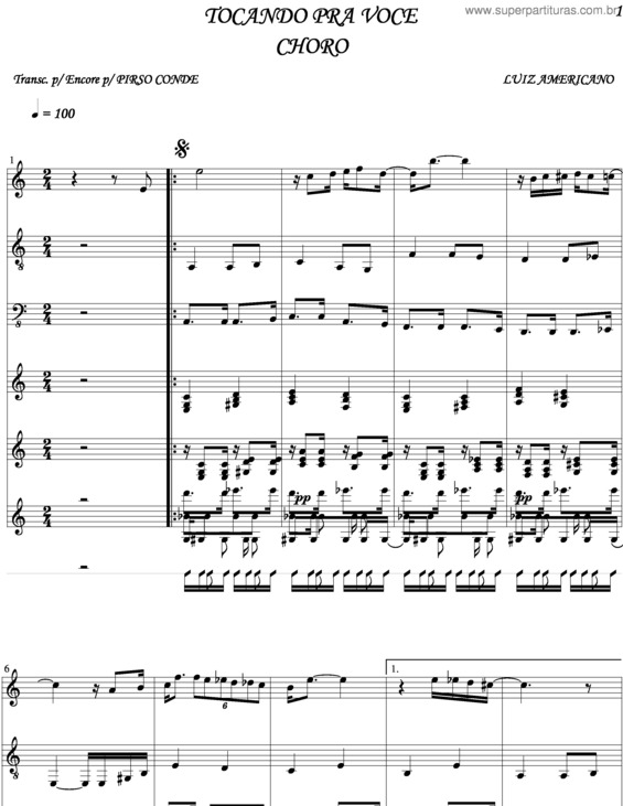 Partitura da música Tocando Pra Você v.3