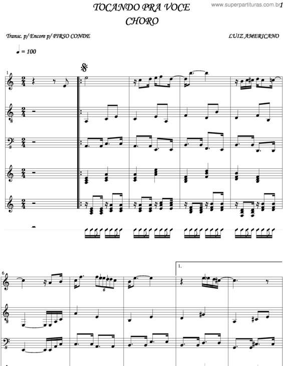 Partitura da música Tocando Pra Você v.4