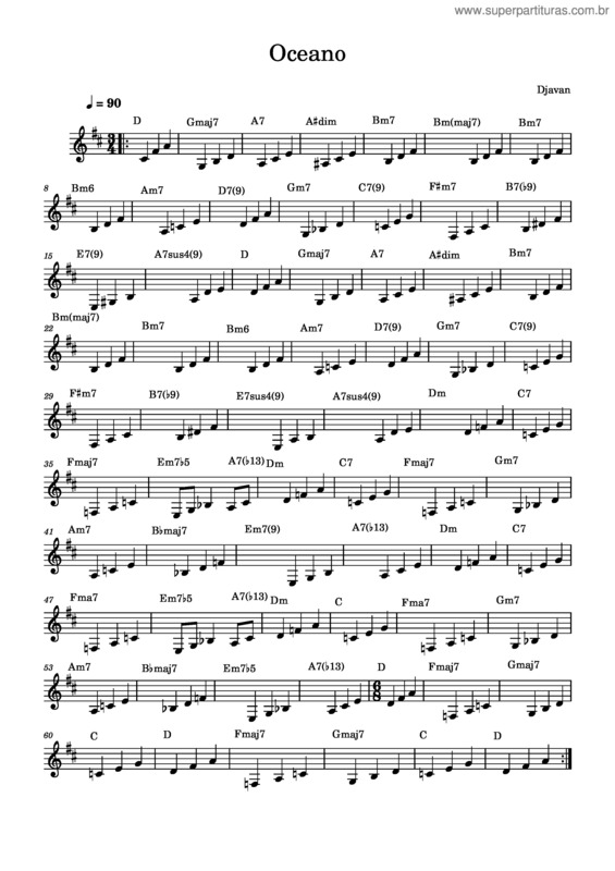 Partitura da música Tocando T 3 5 Na Progressão De Oceano