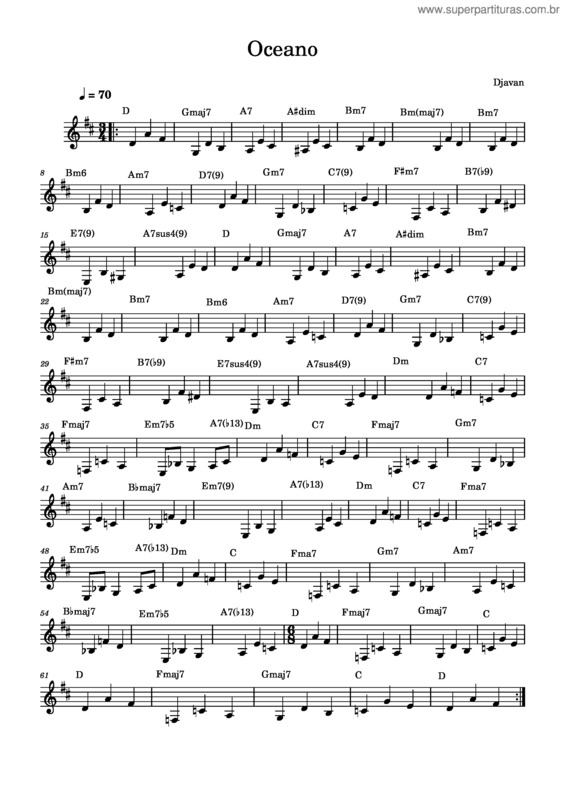 Partitura da música Tocando T 5 3 De Cada Acorde Na Progressão De Oceano