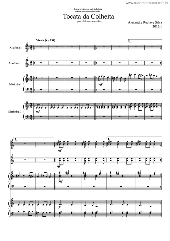 Partitura da música Tocata da colheita