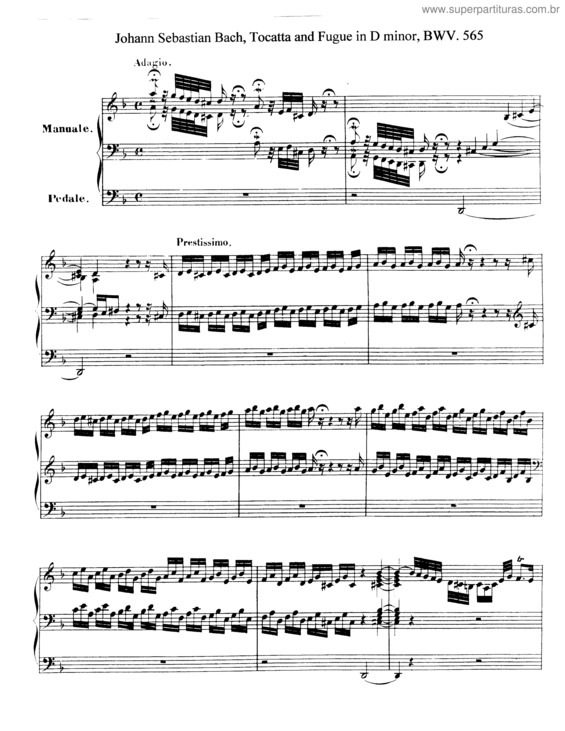 Partitura da música Tocata e Fuga v.2