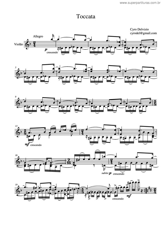 Partitura da música Tocatta