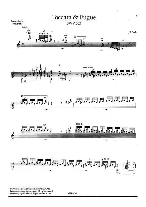 Partitura da música Toccata E Fugue BWV 565