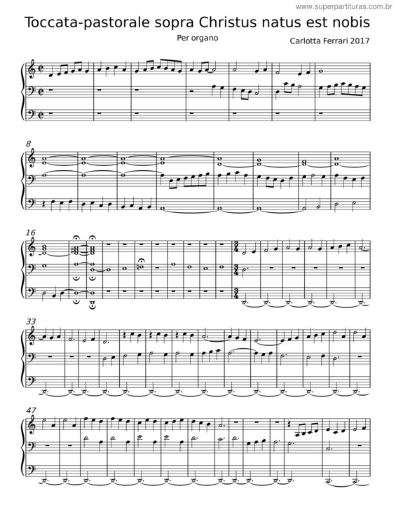 Partitura da música Toccata–Pastorale Sopra Christus Natus Est Nobis – Carlotta Ferrari