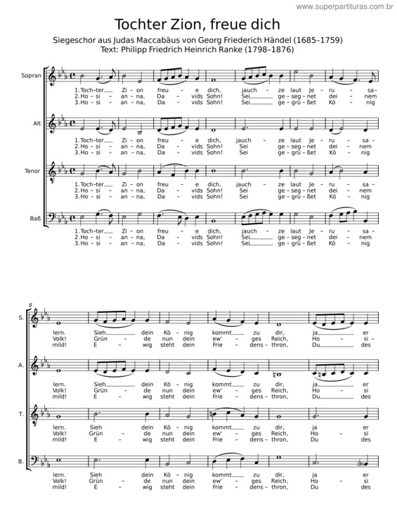 Partitura da música Tochter Zion, Freue Dich