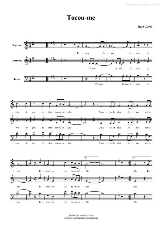 Partitura da música Tocou-me