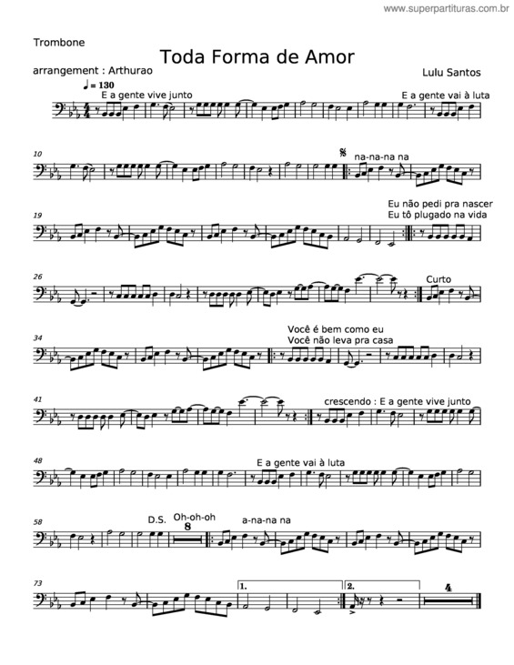 Partitura da música Toda A Forma De Amor – Lulu Santos v.2