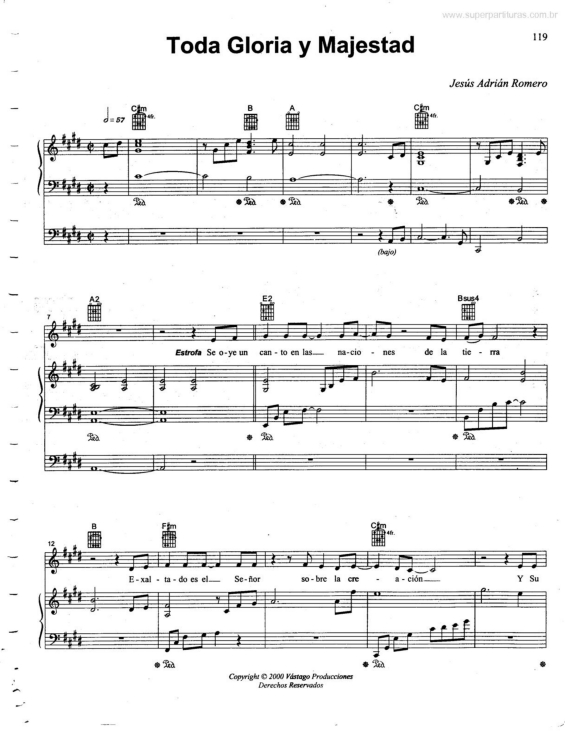 Partitura da música Toda Gloria y Majestad