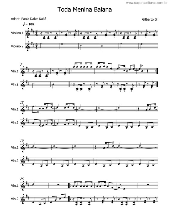 Partitura da música Toda Menina Baiana v.3