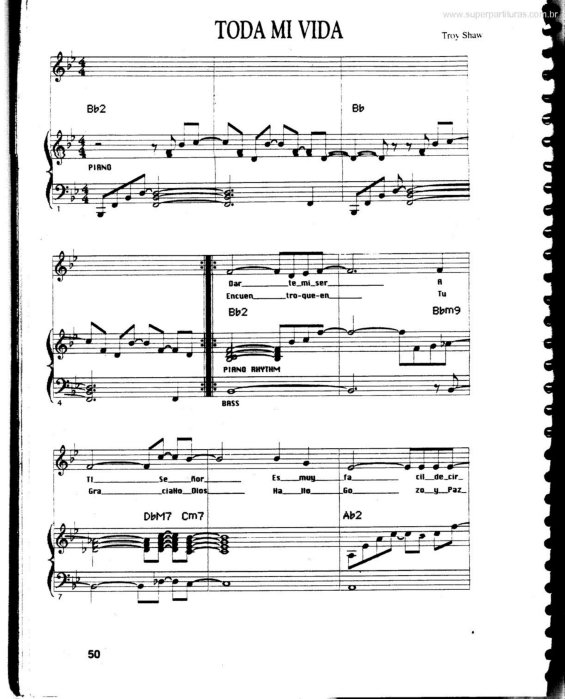 Partitura da música Toda Mi Vida