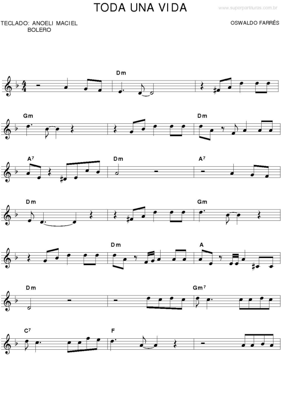 Partitura da música Toda Uma Vida