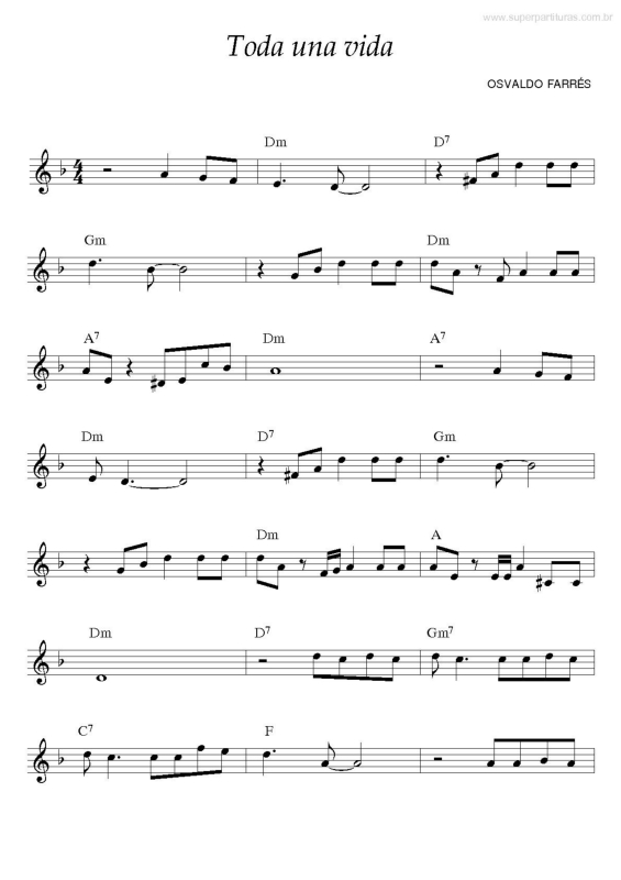 Partitura da música Toda una Vida