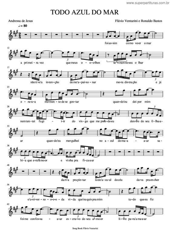 Partitura da música Todo Azul Do Mar v.10