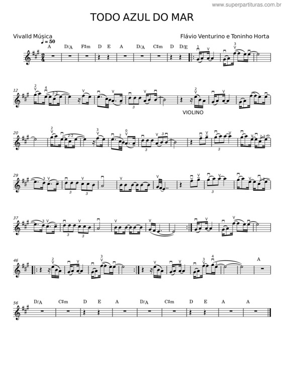 Partitura da música Todo Azul Do Mar v.11