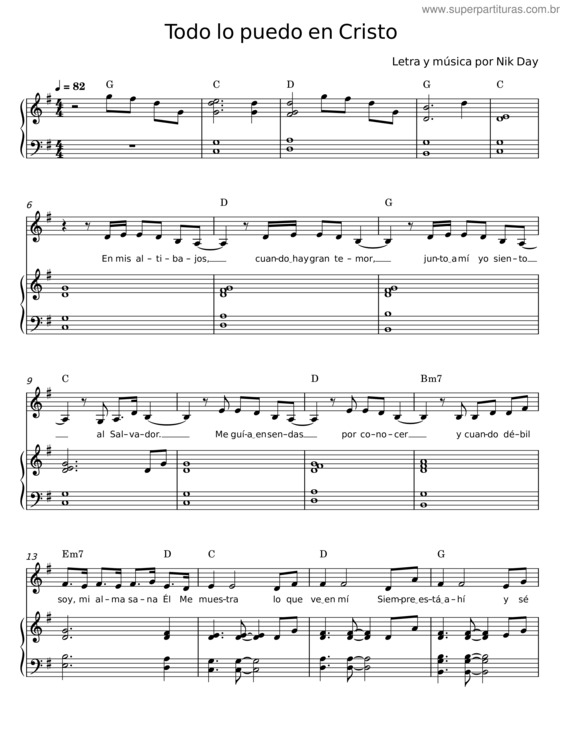 Partitura da música Todo Lo Puedo En Cristo – Nik Day