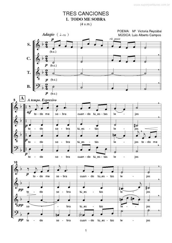 Partitura da música Todo Me Sobra