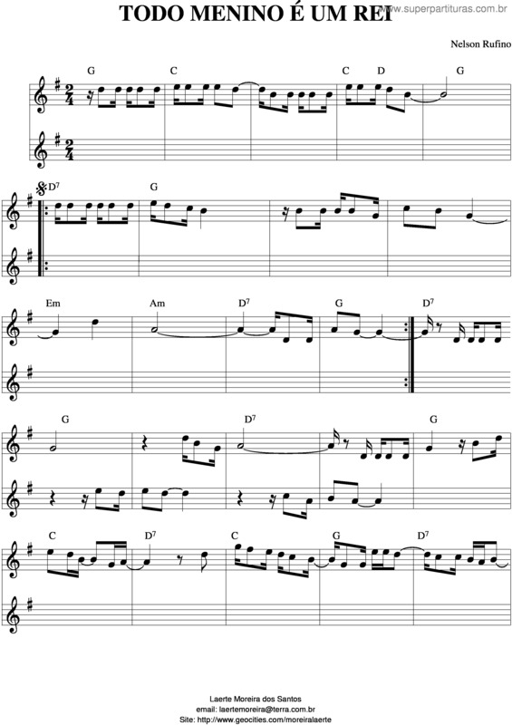 Partitura da música Todo Menino É Um Rei