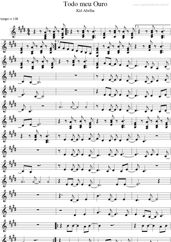 Partitura da música Todo meu Ouro