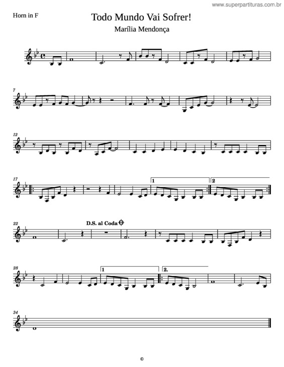 Partitura da música Todo Mundo Vai Sofrer – Marília Mendonça