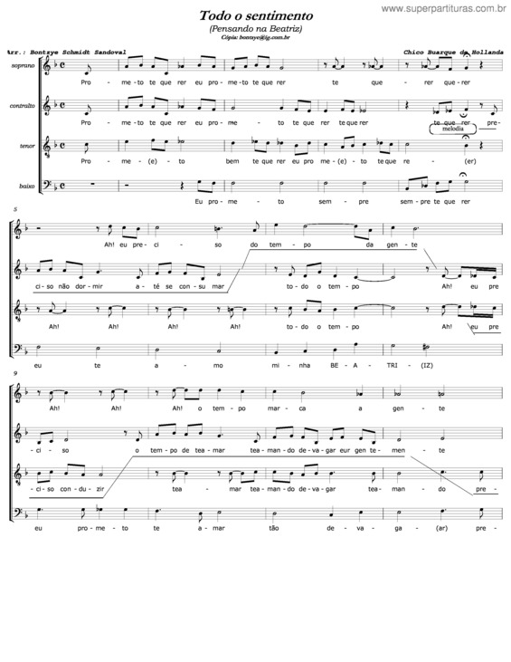 Partitura da música Todo O Sentimento