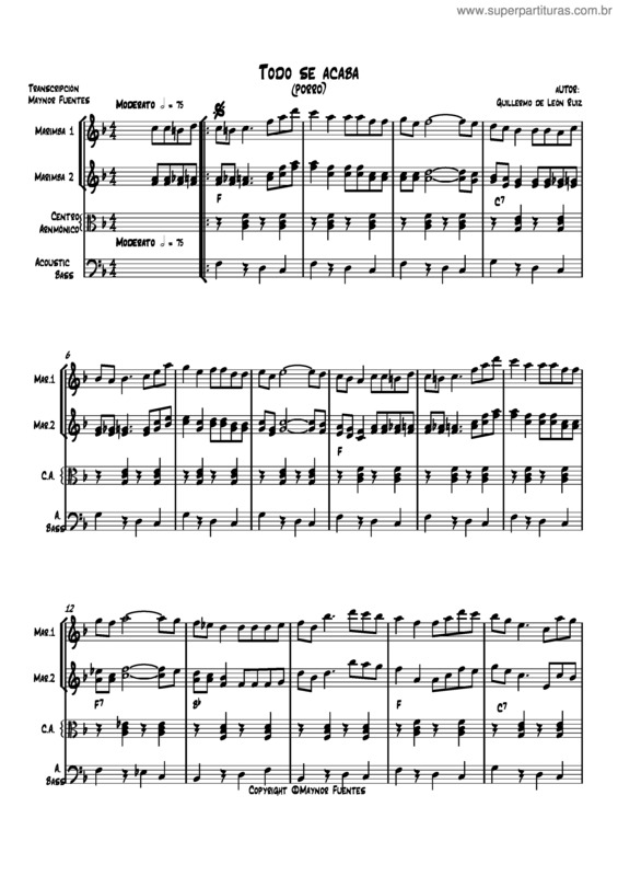 Partitura da música Todo Se Acaba
