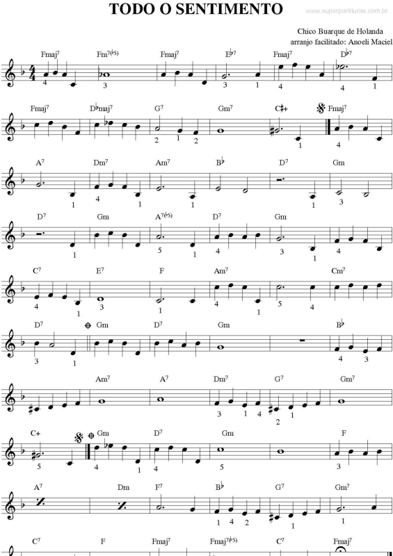 Partitura da música Todo Sentimento v.2