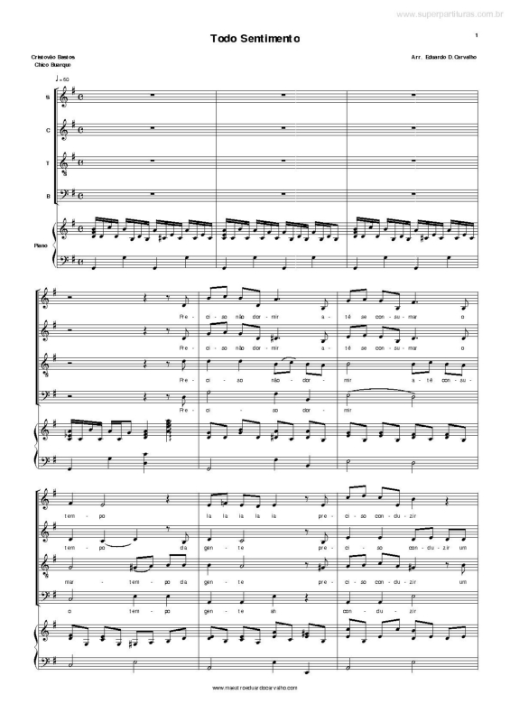 Partitura da música Todo Sentimento v.3