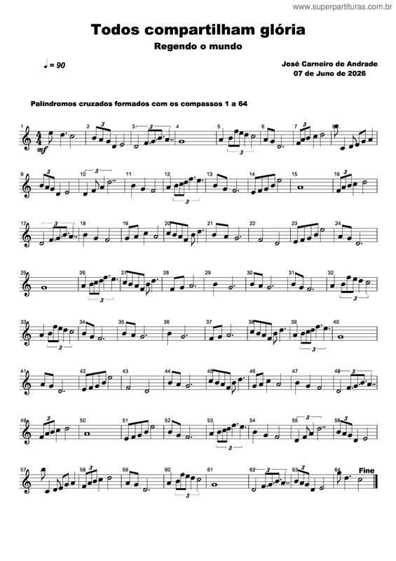 Partitura da música Todos Compartilham Glória