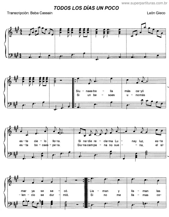 Partitura da música Todos los Días un Poco