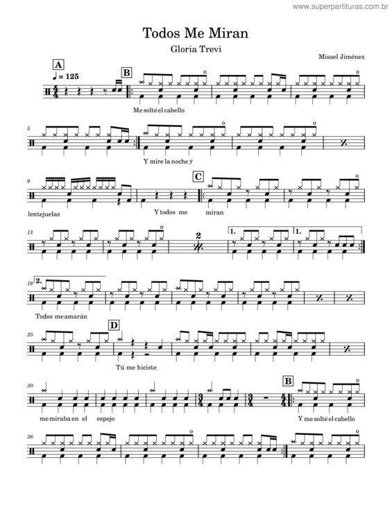 Partitura da música Todos Me Miran – Gloria Trevi