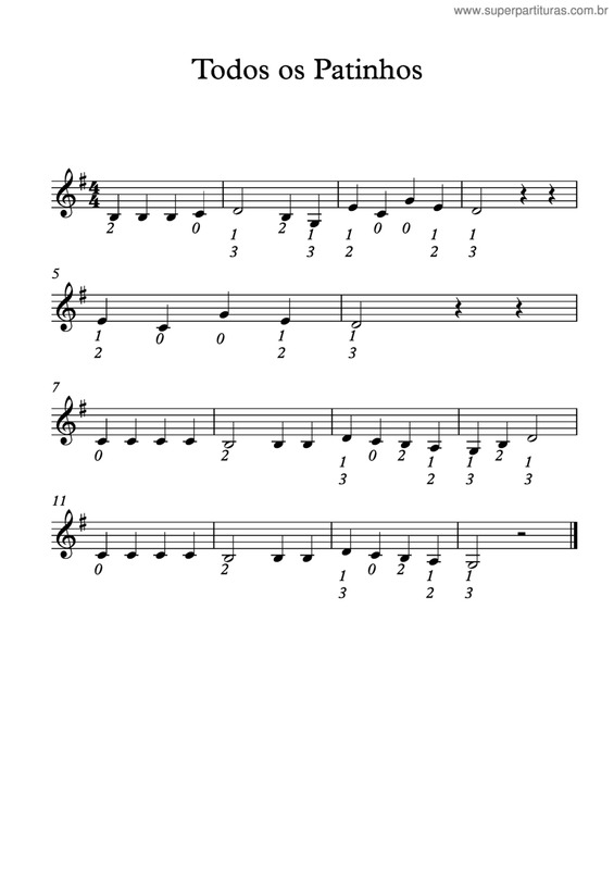 Partitura da música Todos Os Patinhos