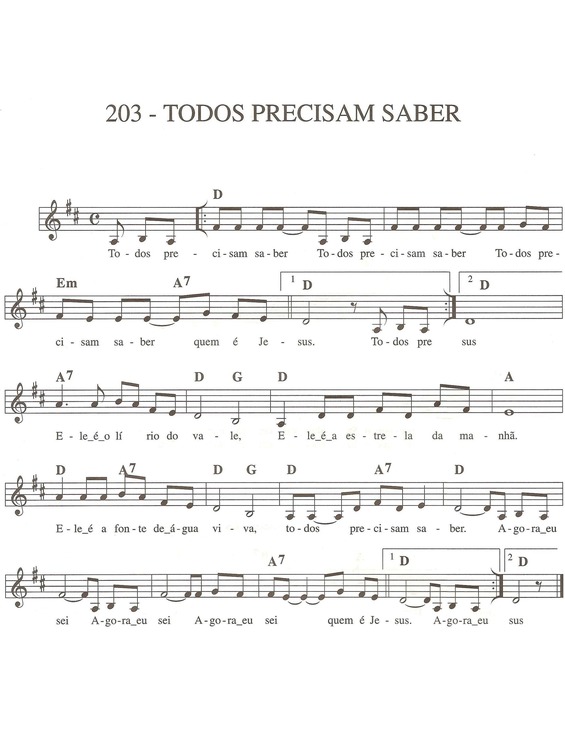 Partitura da música Todos Precisam Saber