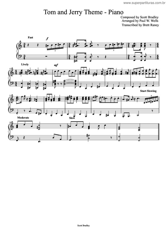 Partitura da música Tom and Jerry Theme - Piano