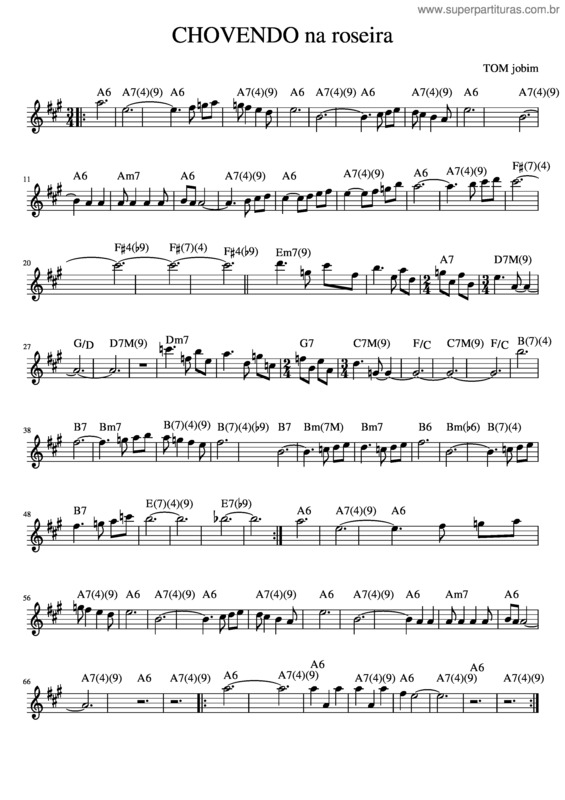 Partitura da música Tom Jobim _ Chovendo Na Roseira