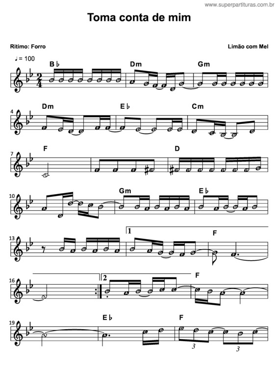 Partitura da música Toma Conta De Mim v.2