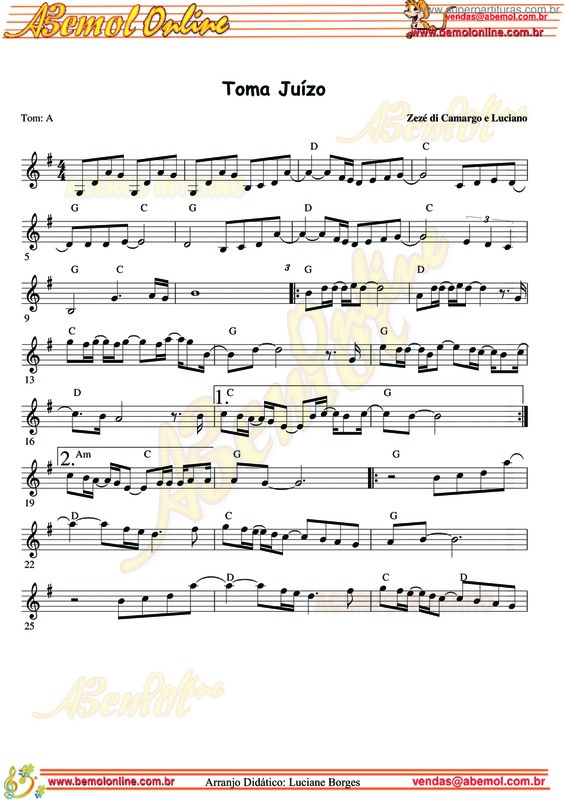 Partitura da música Toma Juízo v.2