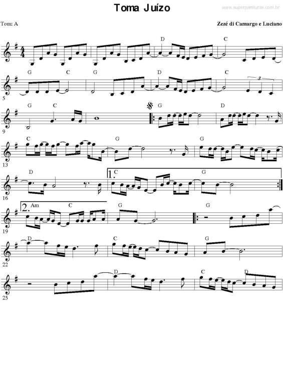 Partitura da música Toma Juízo