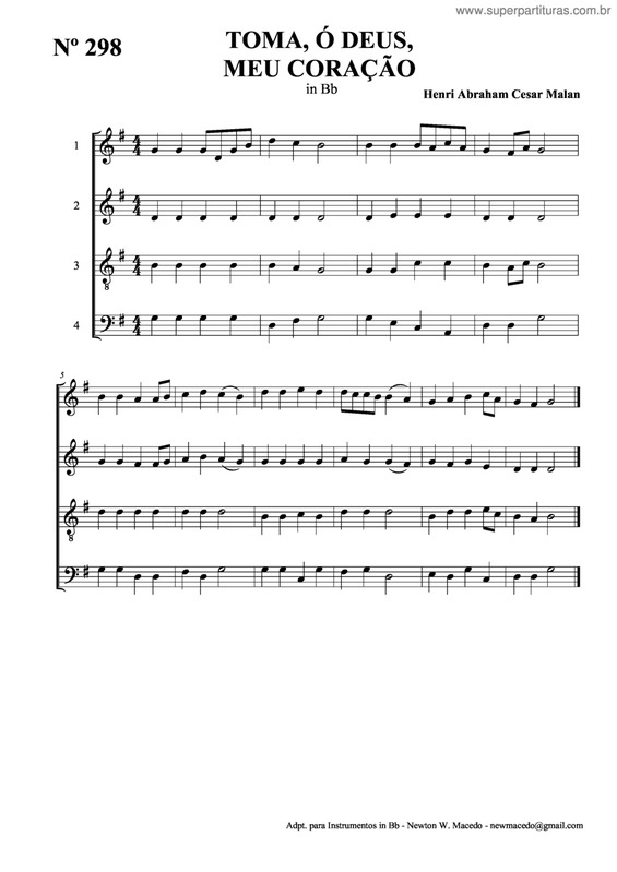 Partitura da música Toma Ó Deus Meu Coração