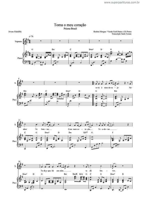 Partitura da música Toma O Meu Coração v.2