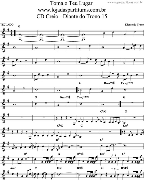 Partitura da música Toma O Teu Lugar v.2