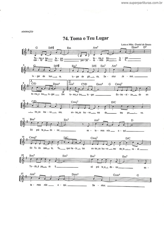 Partitura da música Toma O Teu Lugar v.3