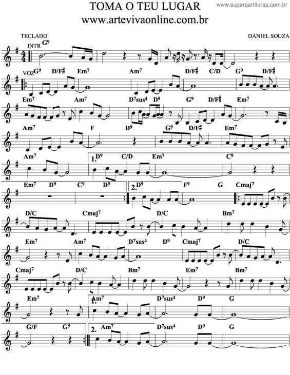 Partitura da música Toma O Teu Lugar