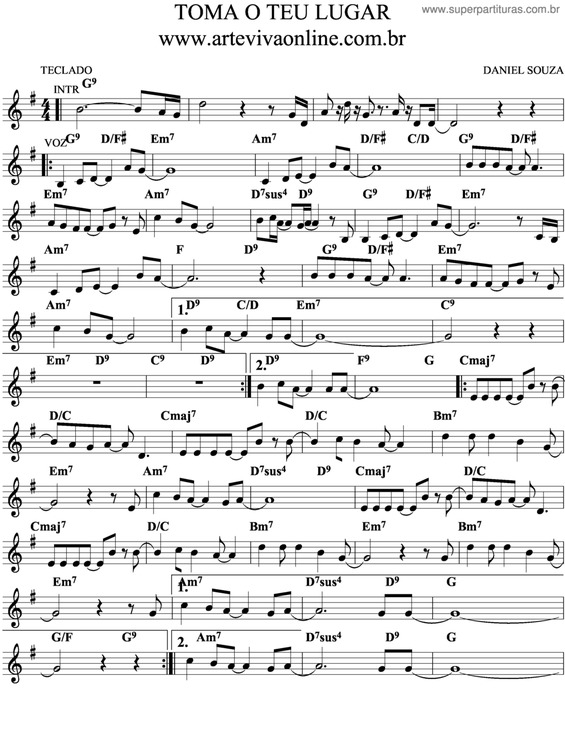 Partitura da música Toma O Teu Lugar